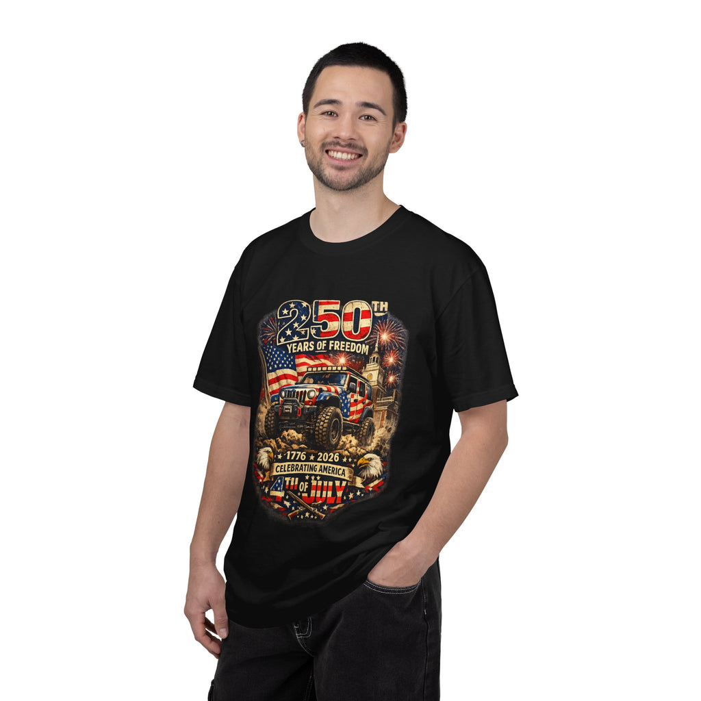 T-Shirt — 250 Years of Freedom 1776–2026 Patriotic Jeep Graphic