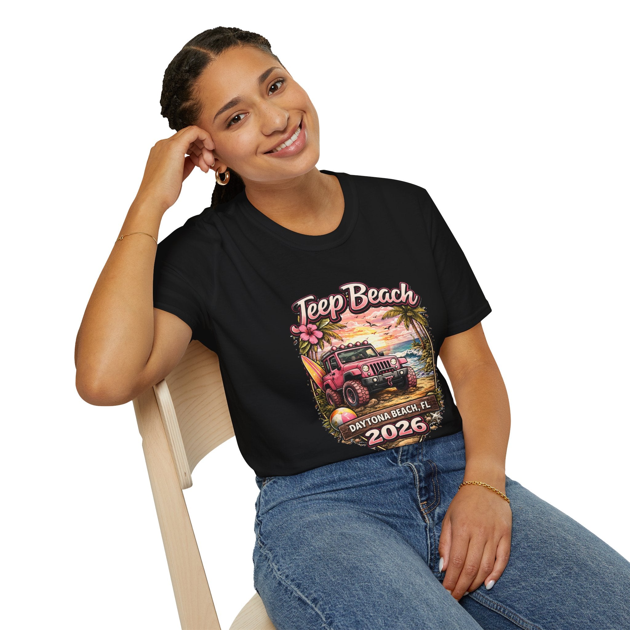 Jeep Beach 2026 Daytona Beach T-Shirt - Vintage Surf Jeep Graphic