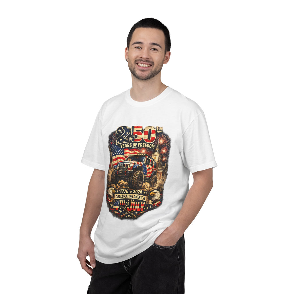 T-Shirt — 250 Years of Freedom 1776–2026 Patriotic Jeep Graphic