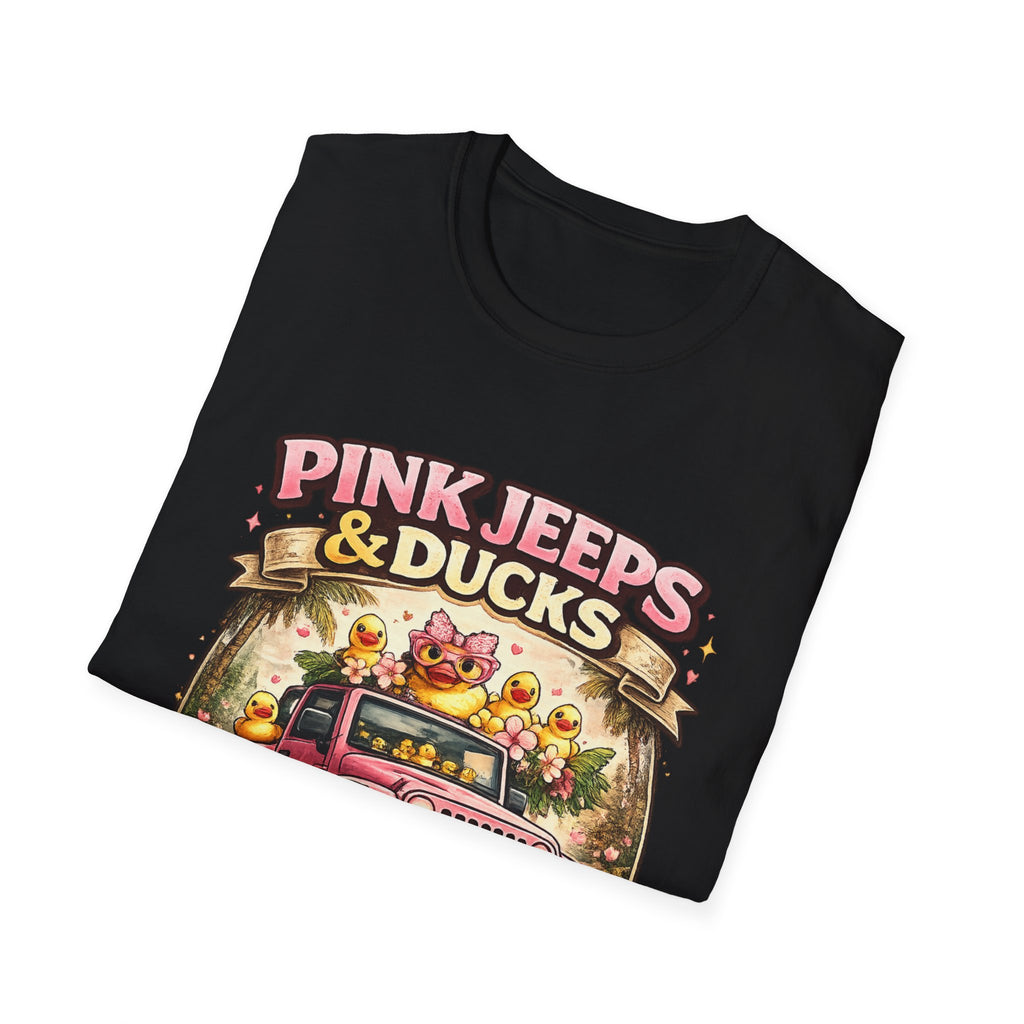 Pink Jeep & Ducks T-Shirt — Cute Off‑Road Graphic Tee for Women, Jeep Beach